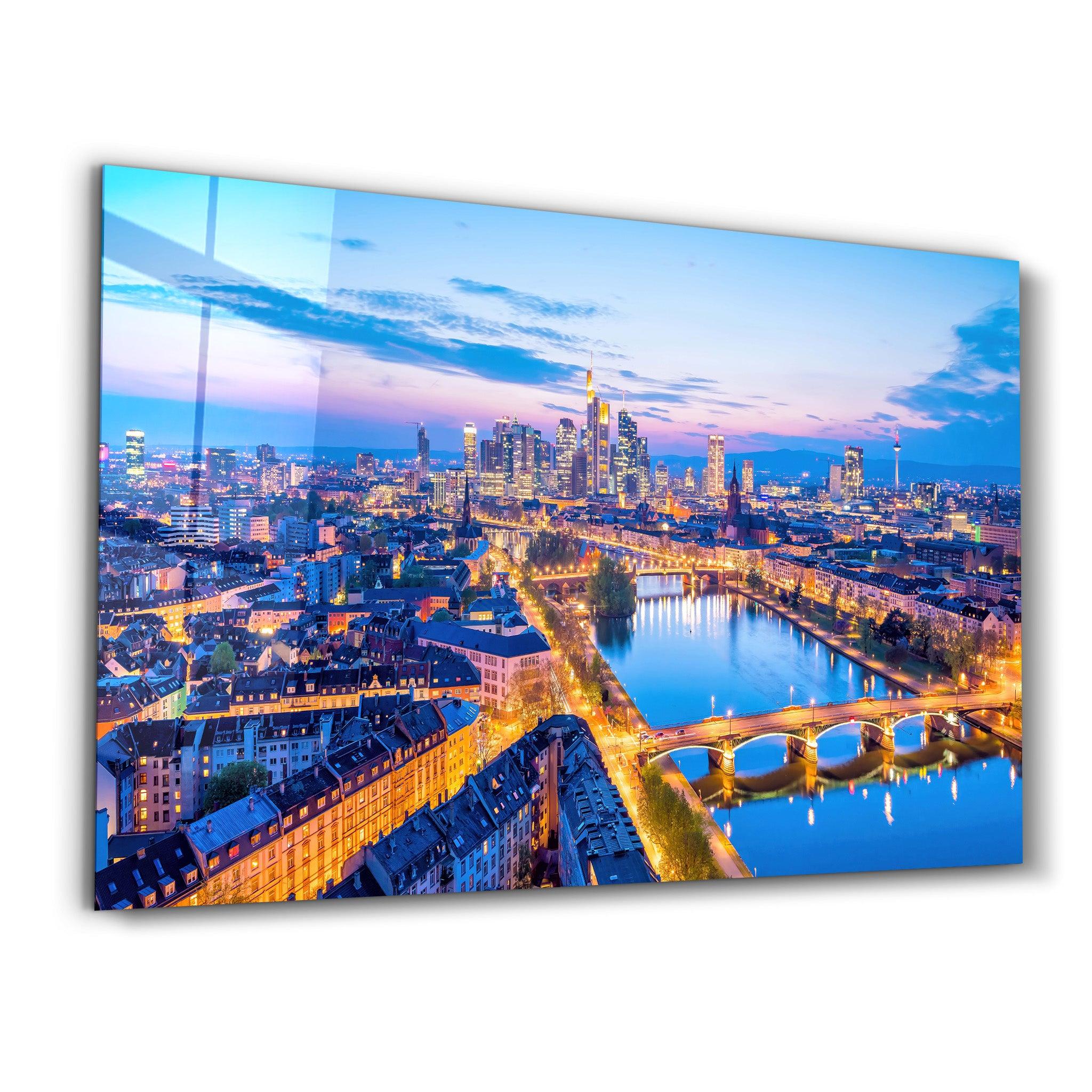 Frankfurt Skyline, Germany | Glass Wall Art - Artdesigna