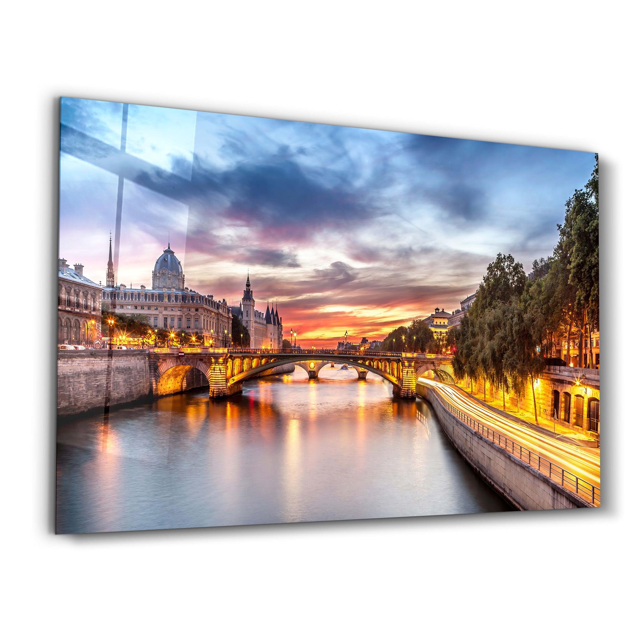 A wonderful night view of Paris, capital of France | Glass Wall Art - Artdesigna