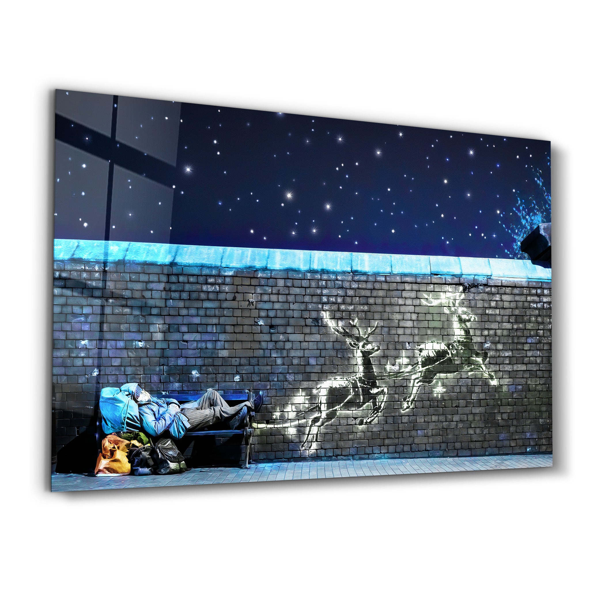 Banksy - Reindeers - Glass Wall Art - Artdesigna