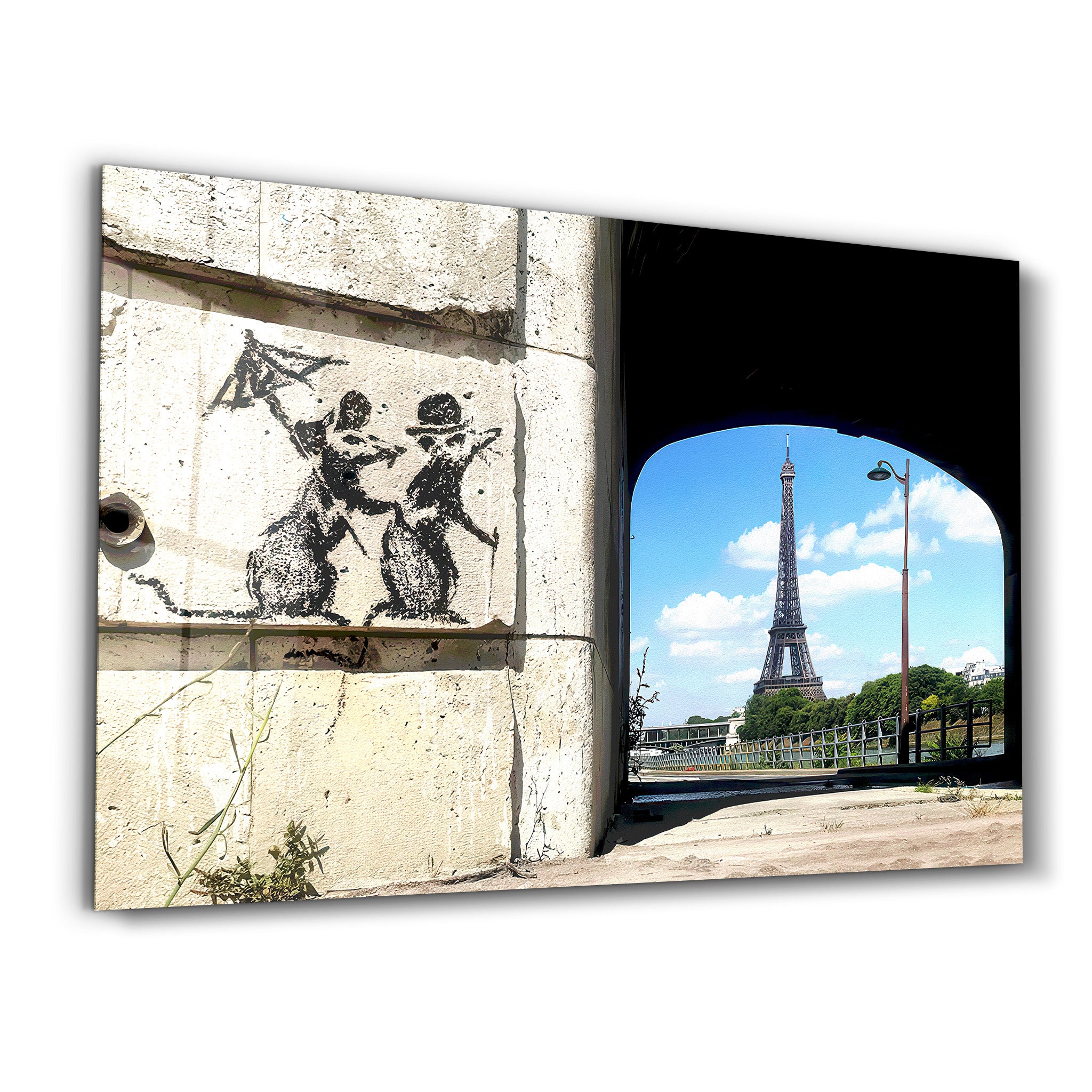 Banksy - Wandering Around Paris - Glass Wall Art - Artdesigna