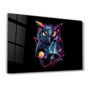 Owl Neo | Glass Wall Art - Artdesigna