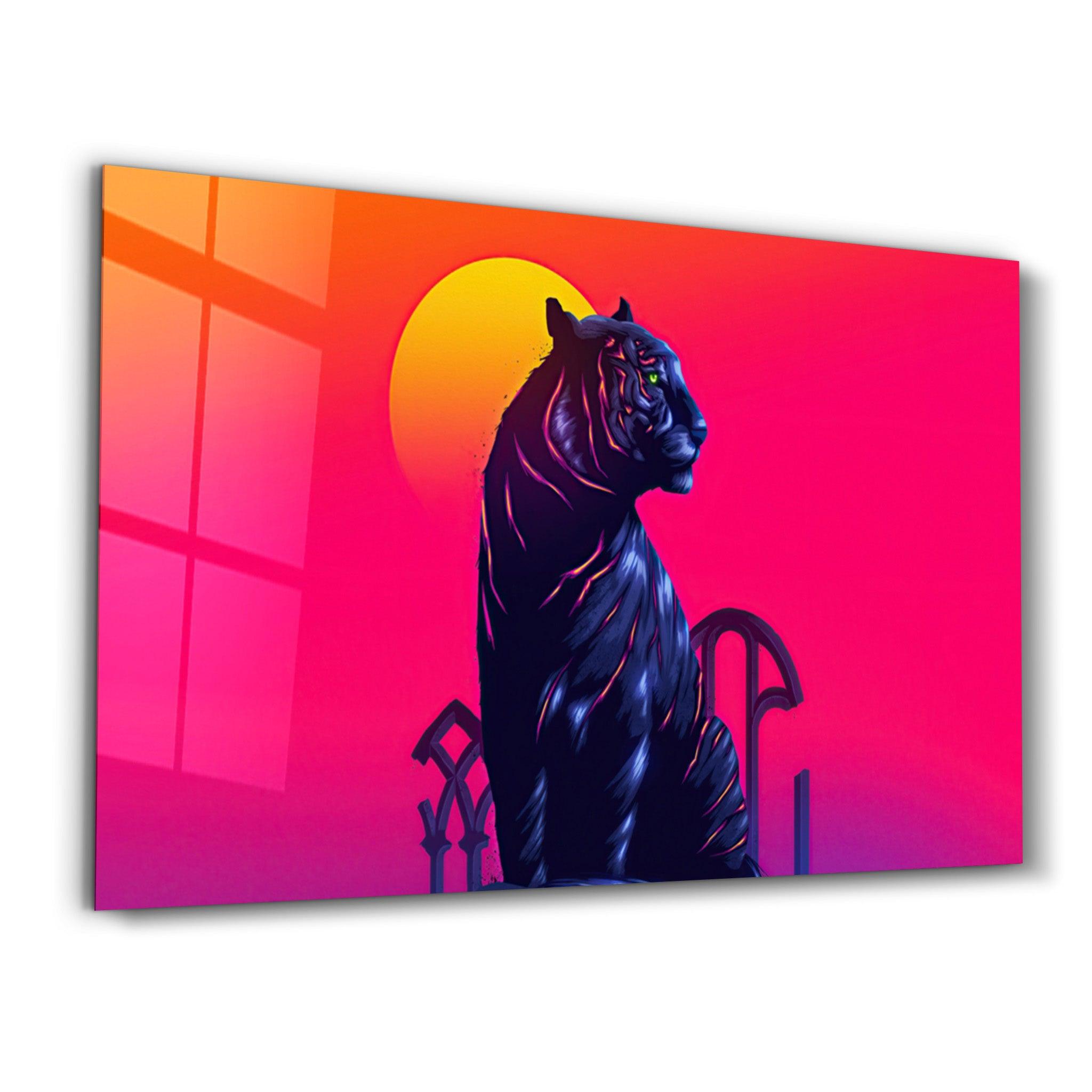 Tiger Neo | Glass Wall Art - Artdesigna