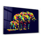 Colormix Elephant Family | Glass Wall Art