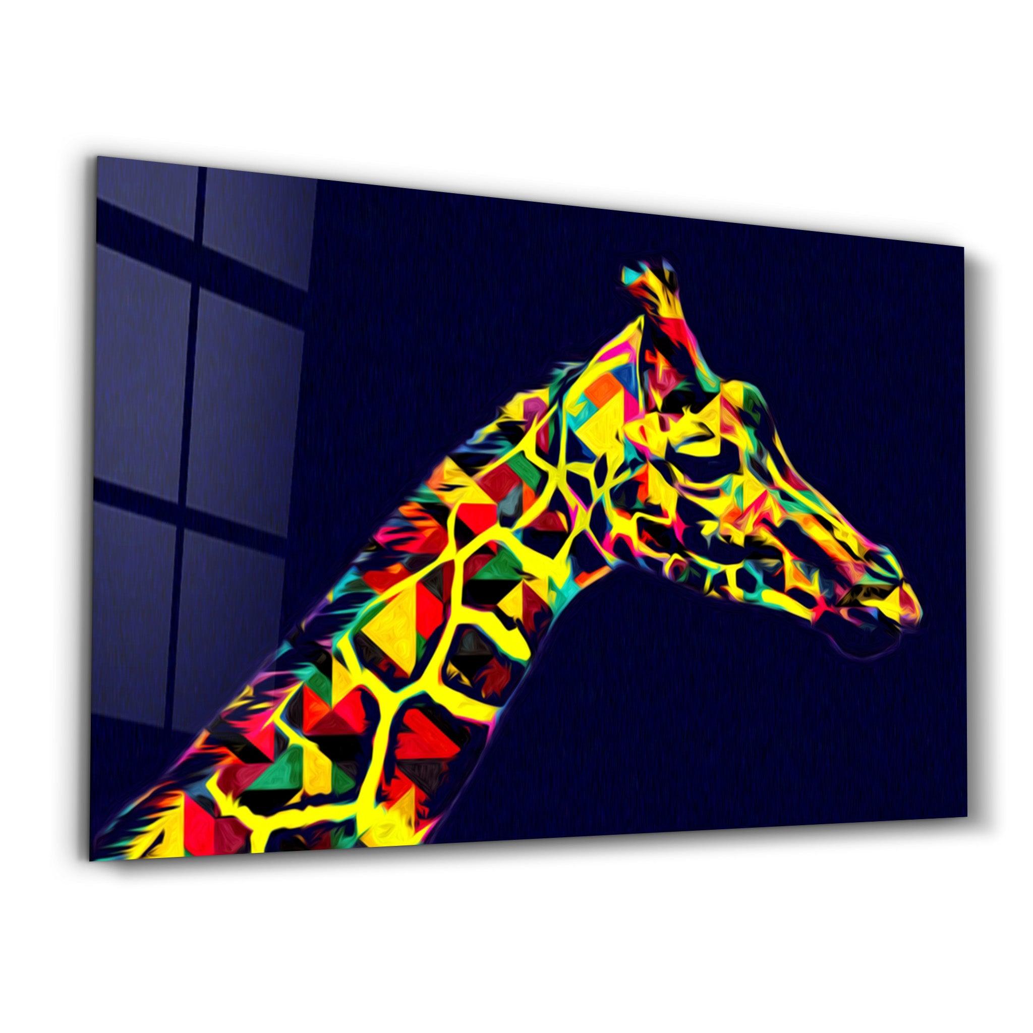 Colormix Giraffe | Glass Wall Art - Artdesigna