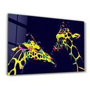 Colormix Giraffes | Glass Wall Art - Artdesigna