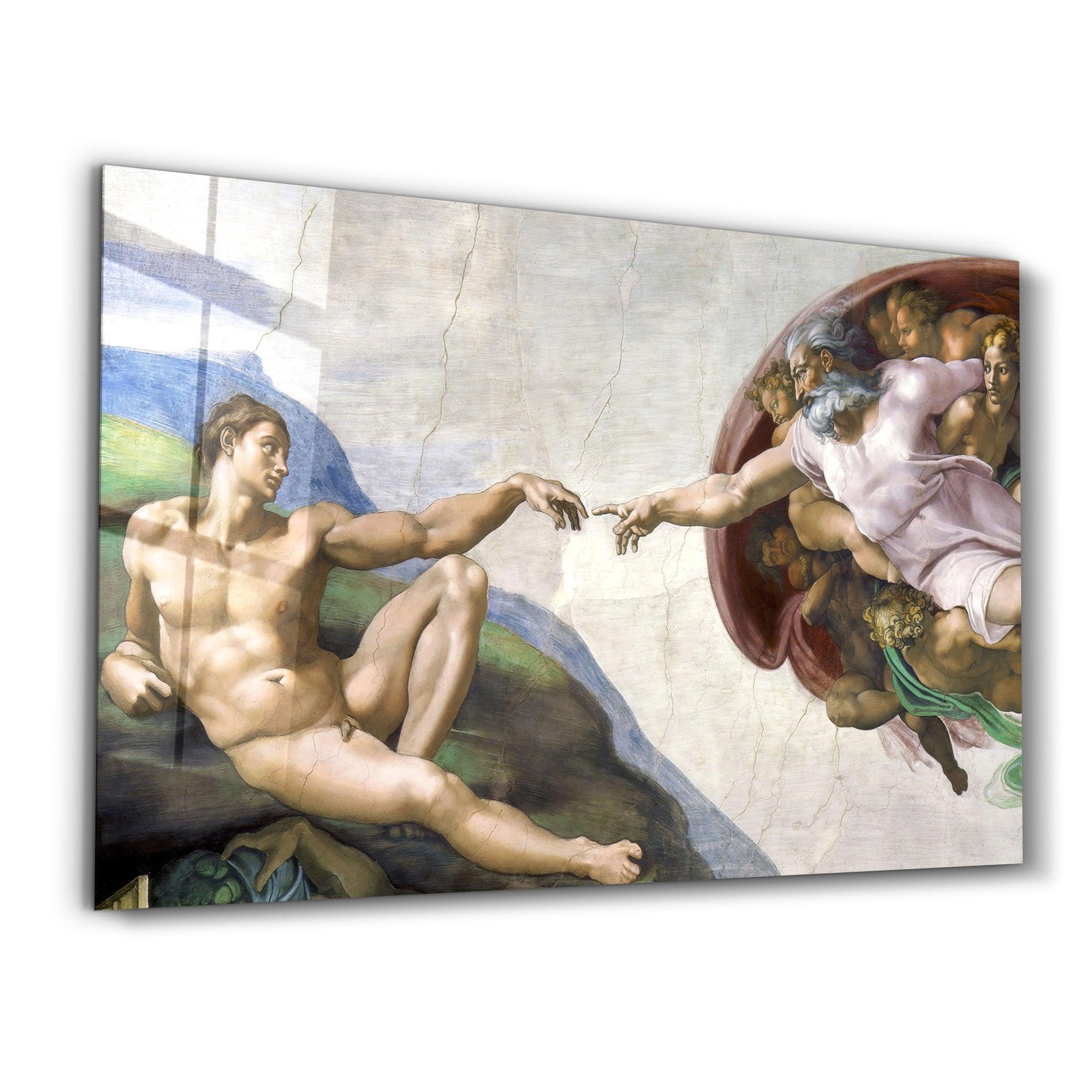 Michelangelo - The Creation of Adam | Glass Wall Art - Artdesigna