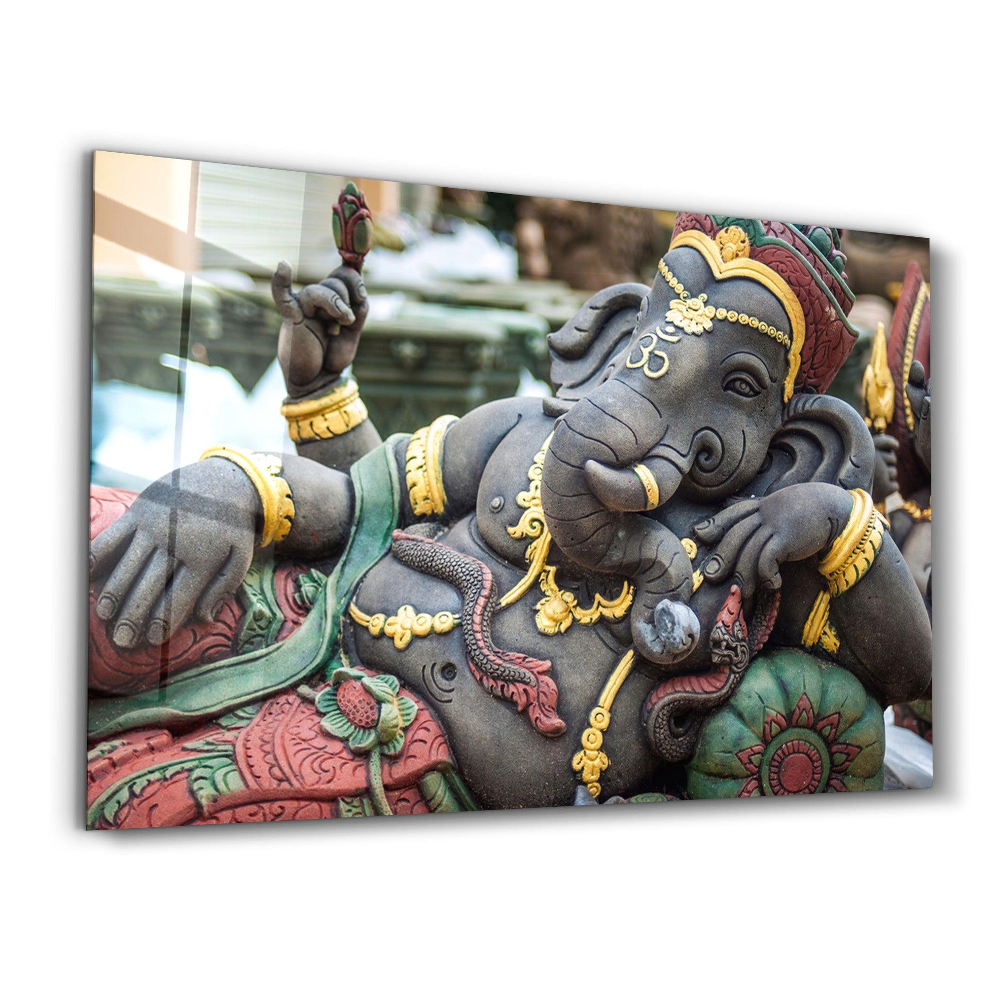 Lord Ganesha Sculpture | Glass Wall Art - Artdesigna