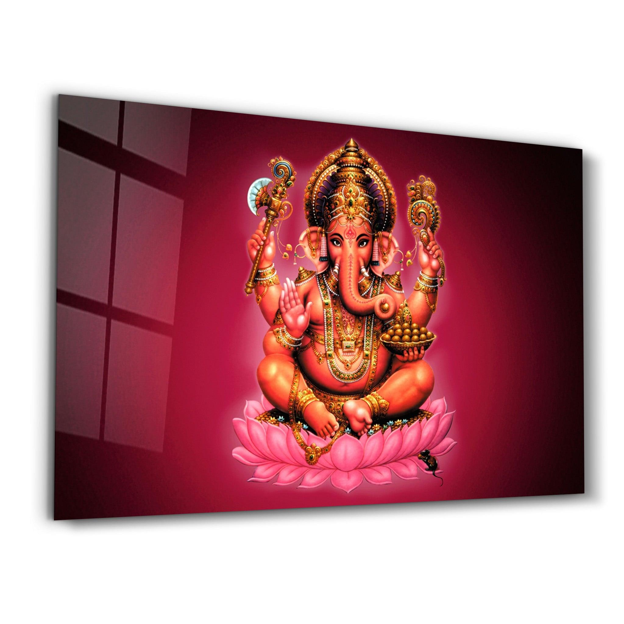 Lord Ganesha | Glass Wall Art - Artdesigna