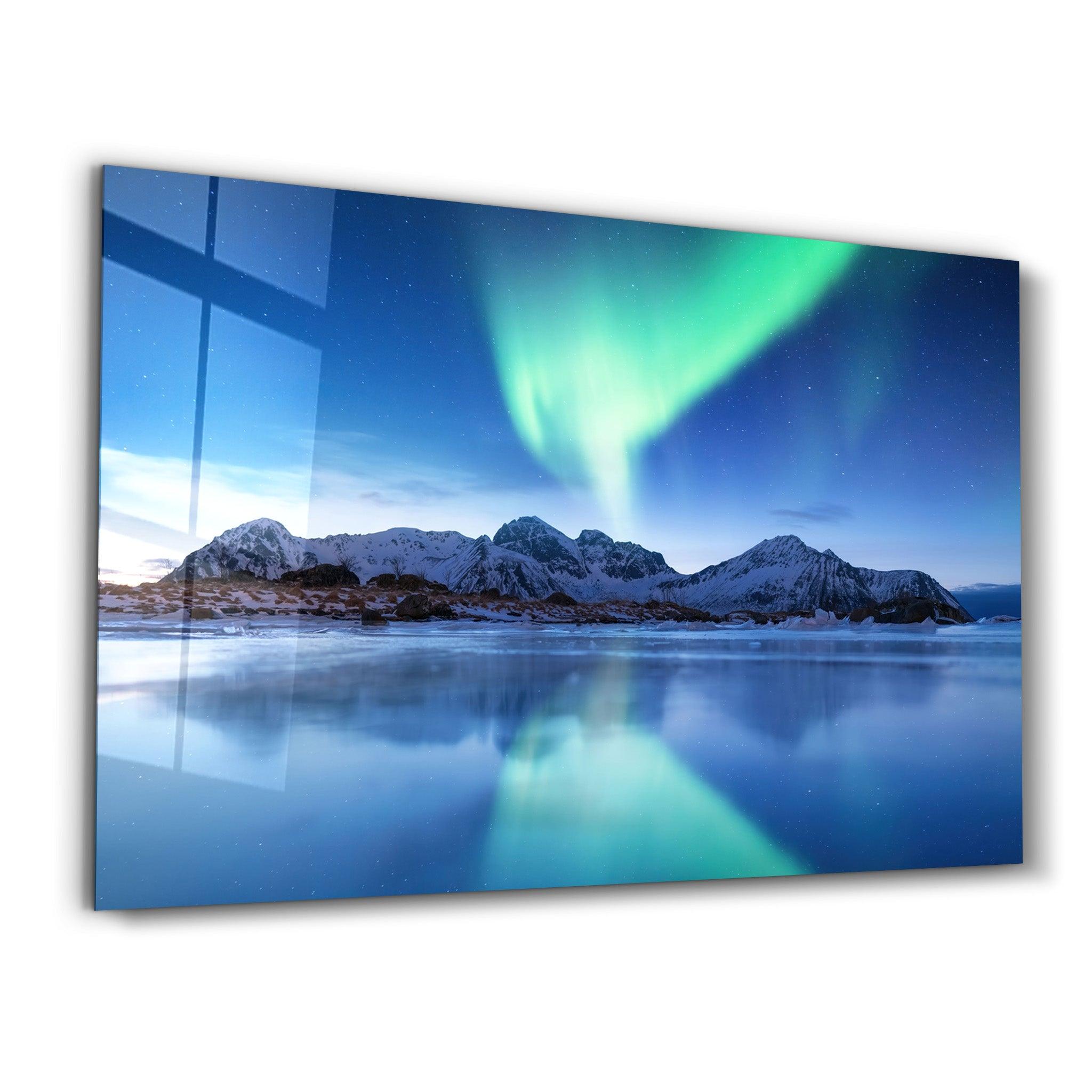 Reflection Of The Northern Lights | Glass Wall Art - Artdesigna