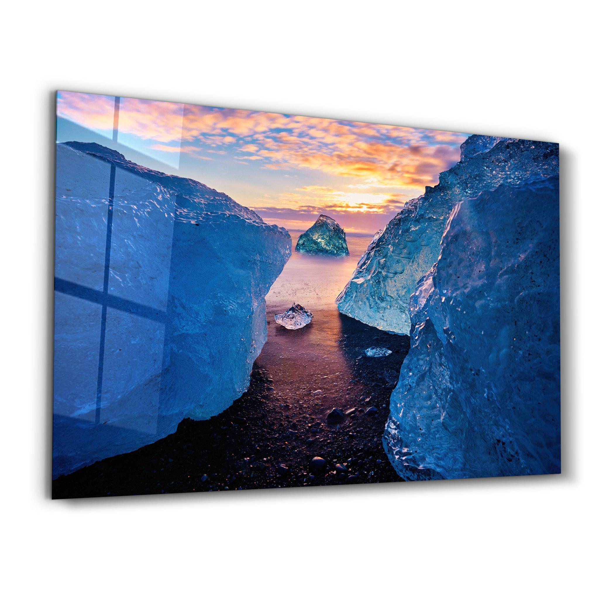 Between the Glaciers | Glass Wall Art - Artdesigna