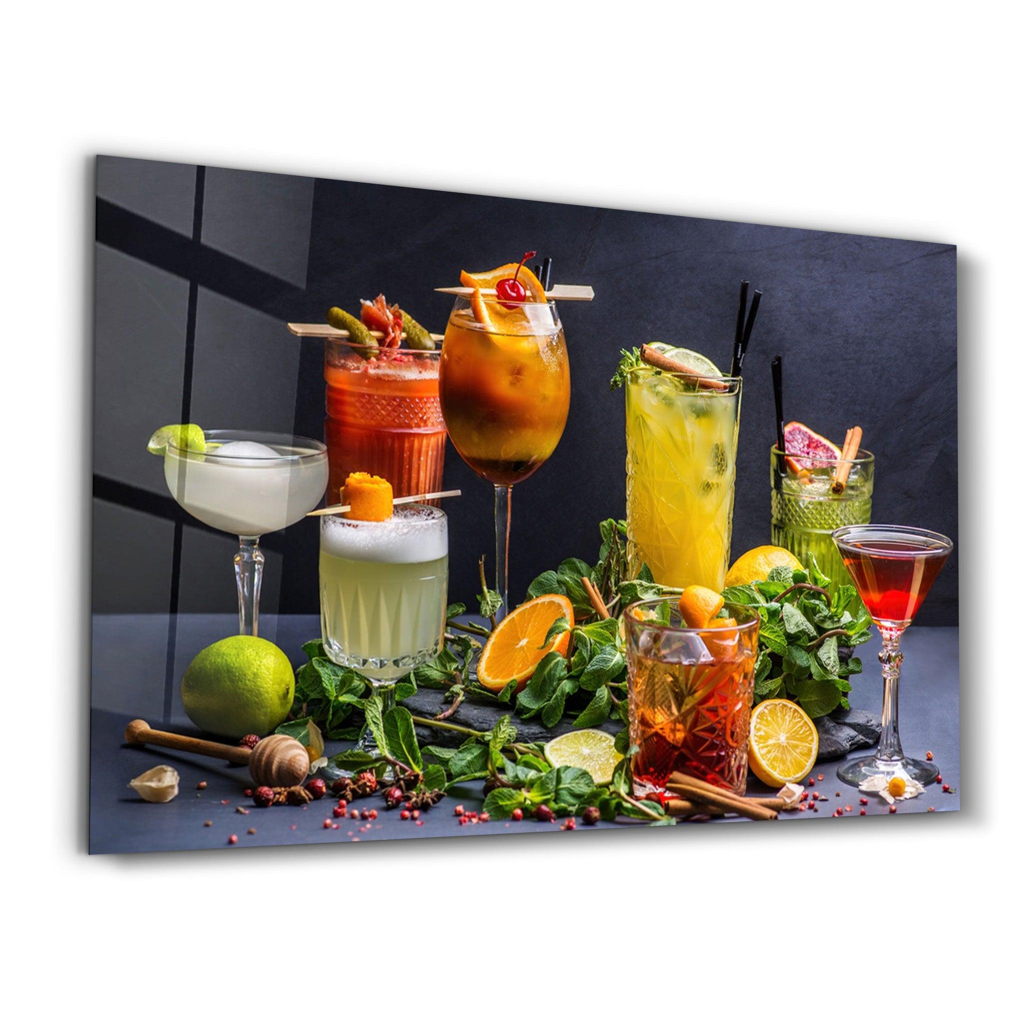 Cocktails V2 | Glass Wall Art - Artdesigna