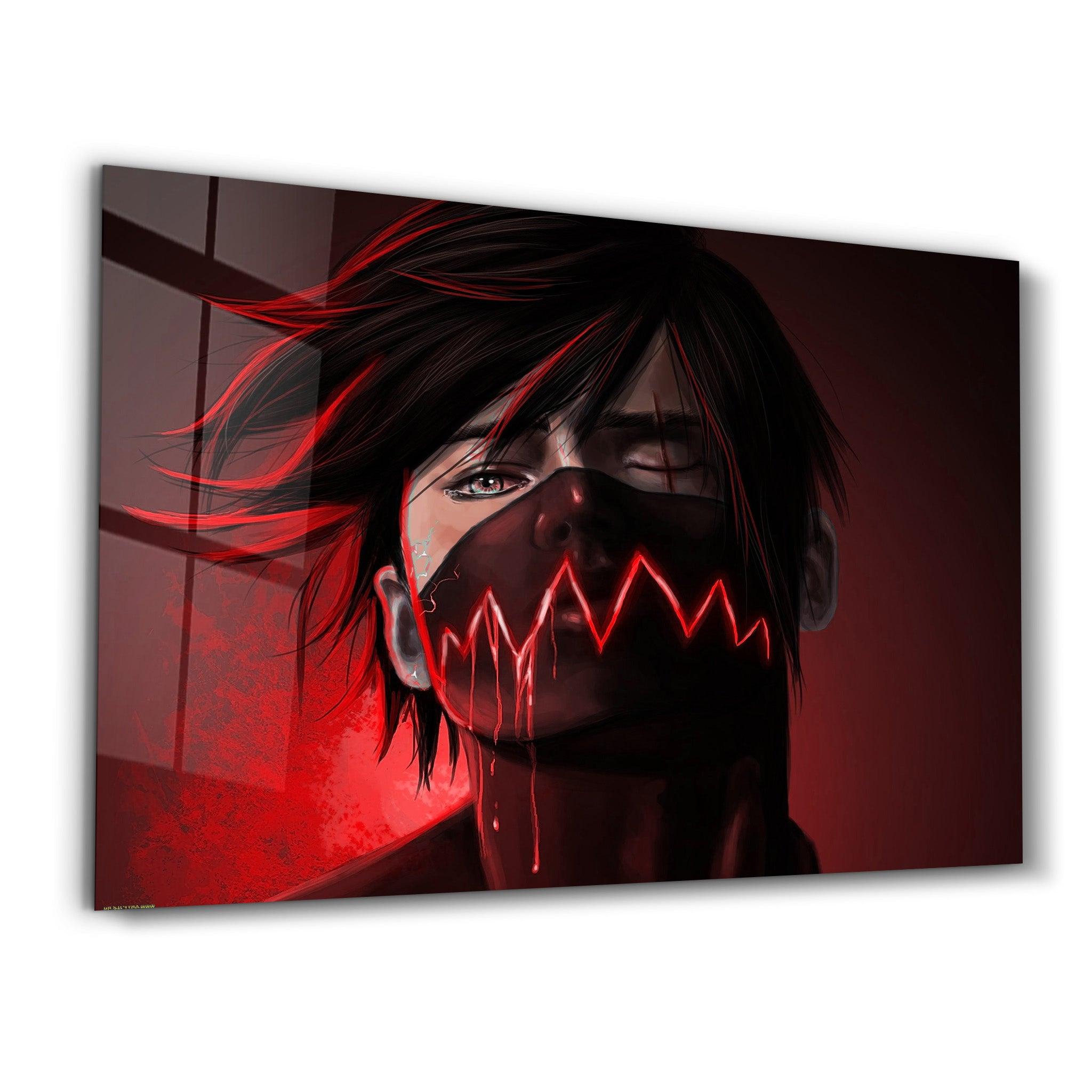 The Evil Behind The Red | Glass Wall Art - Artdesigna