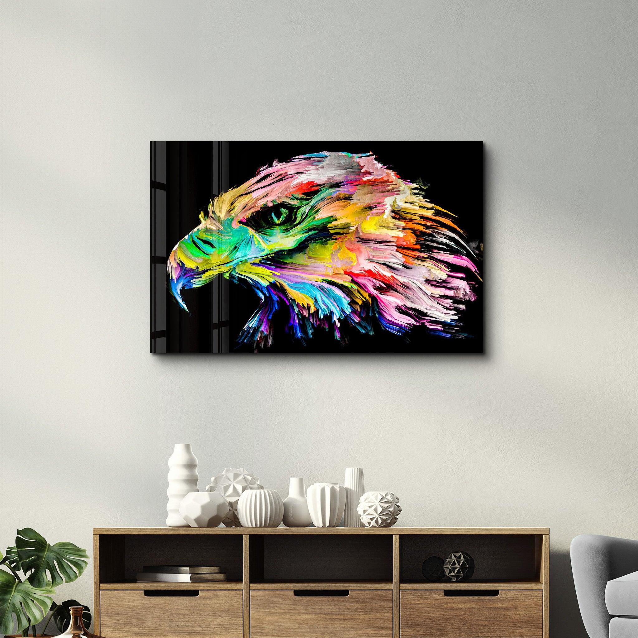 Colorful Eagle | Glass Wall Art - Artdesigna