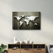 Metallic World Map | Glass Wall Art - Artdesigna