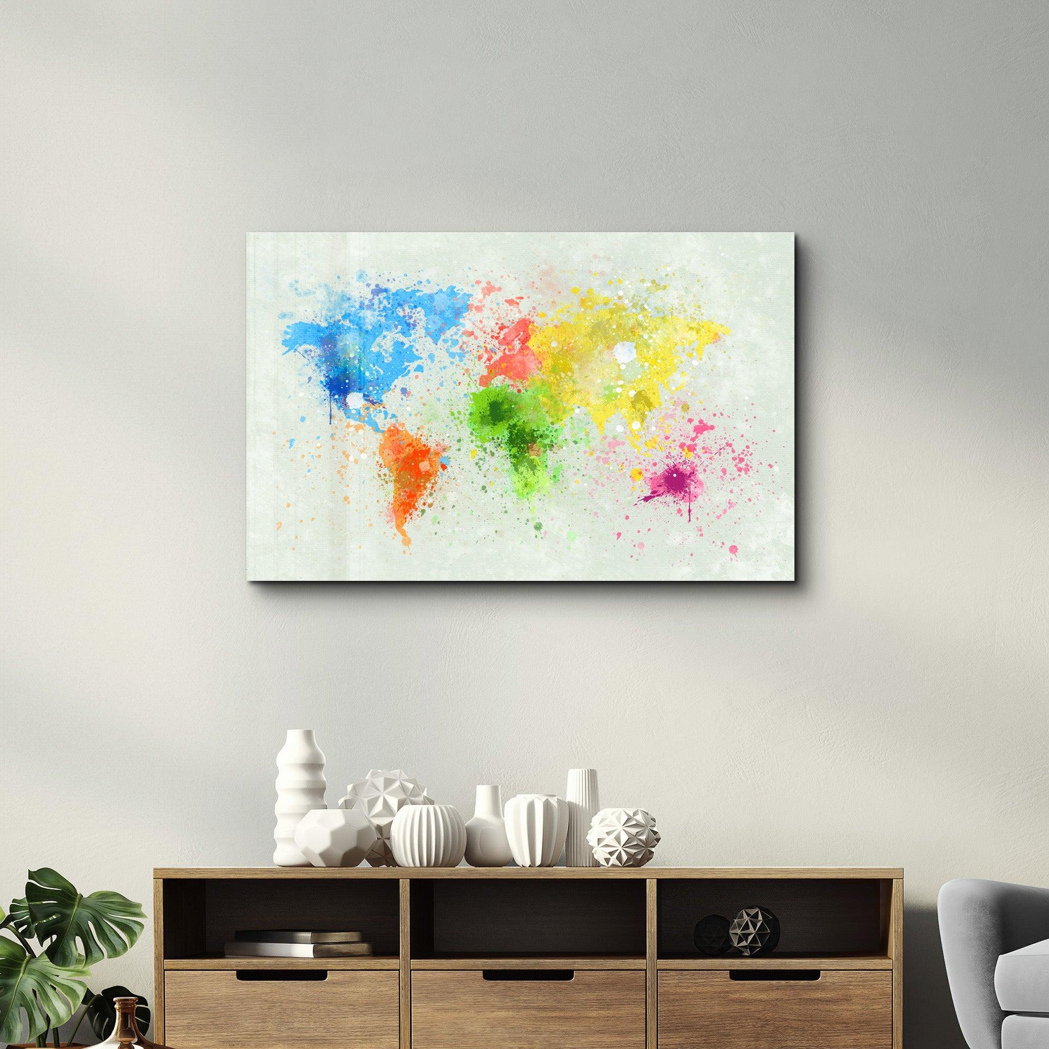 Rainbow World Map | Glass Wall Art - Artdesigna