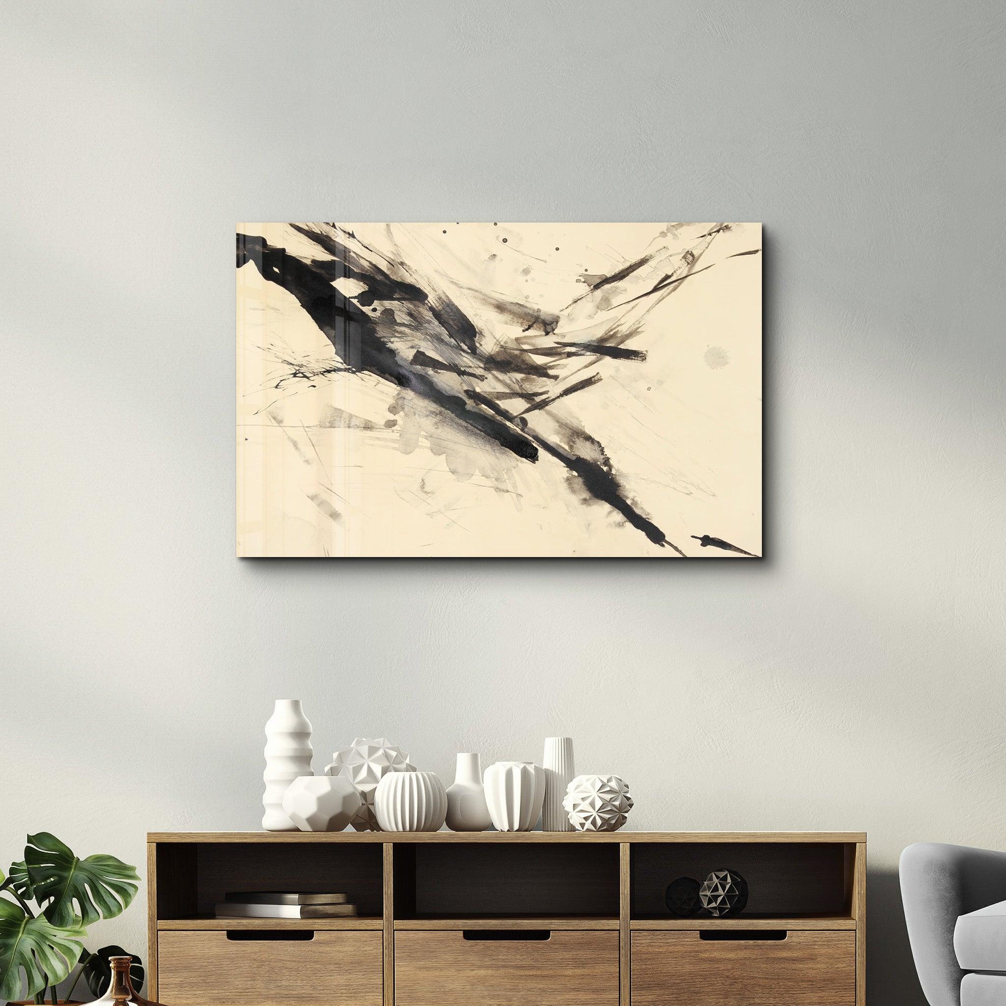 Abstract Brush Strokes | Glass Wall Art - Artdesigna