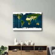 Satellite World Map | Glass Wall Art - Artdesigna