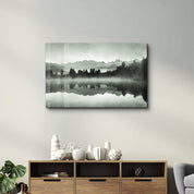 Foggy Lake | Glass Wall Art - Artdesigna