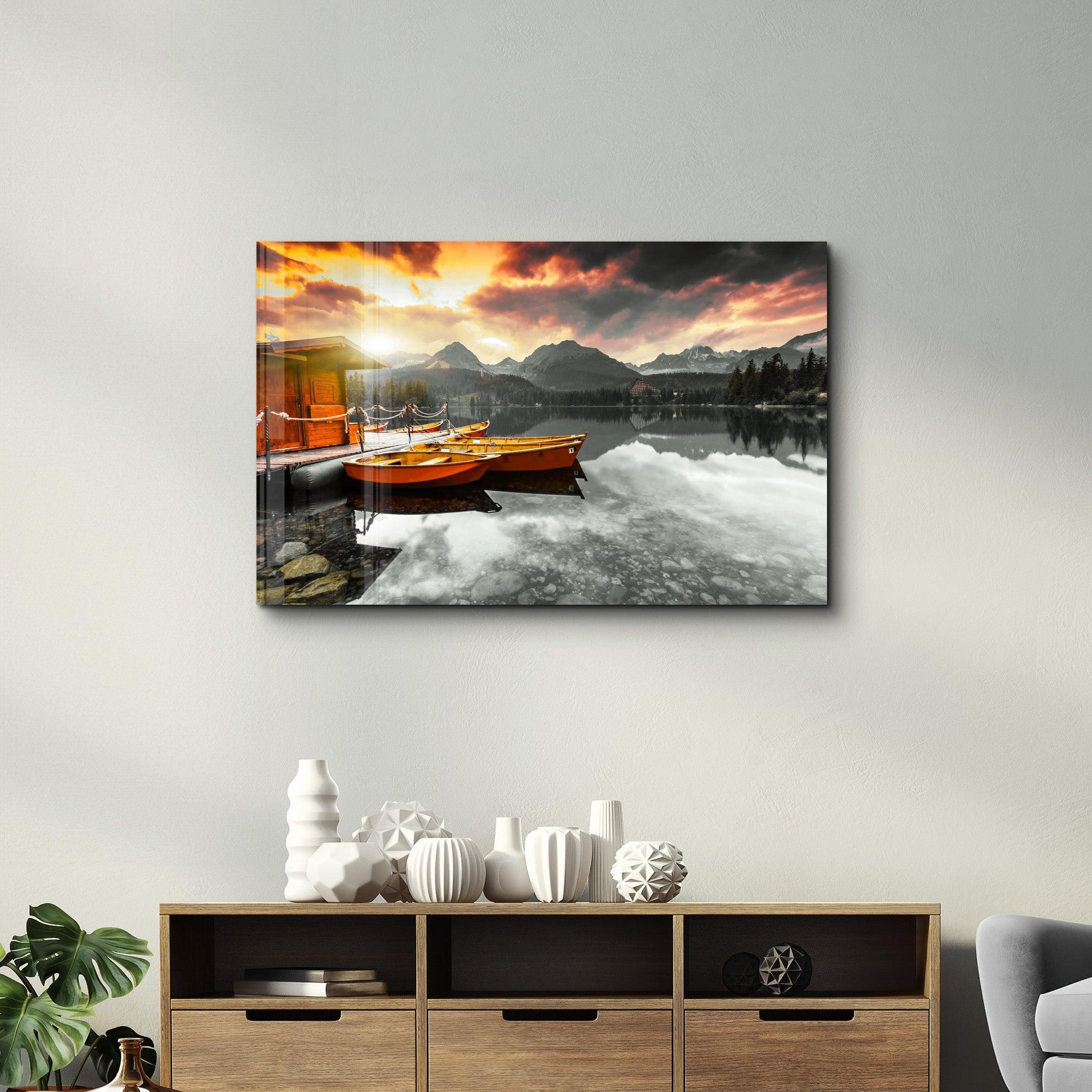 Calm Lake V2 | Glass Wall Art - Artdesigna