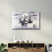 White Boats | Glass Wall Art - Artdesigna