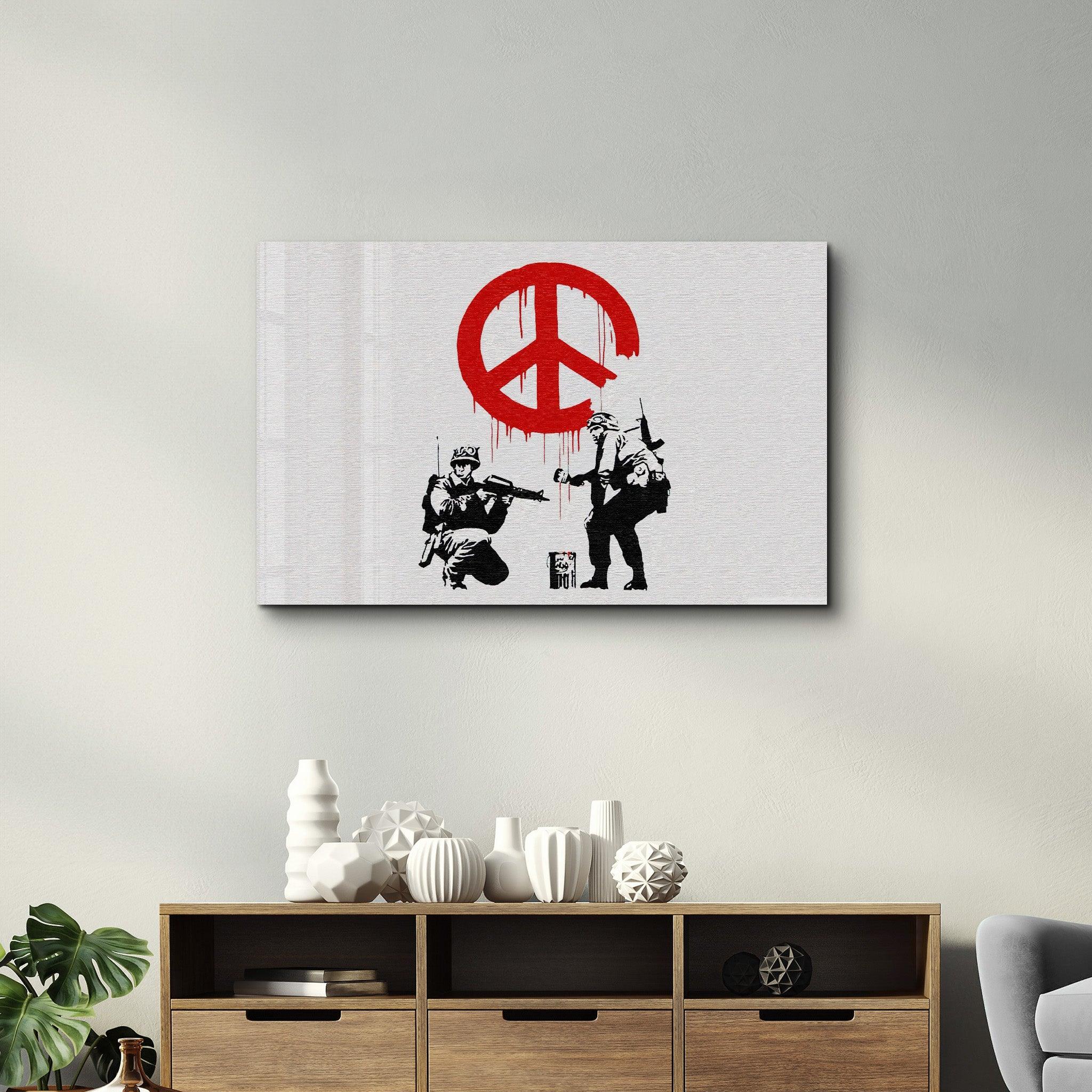 Banksy - Anti-War | Glass Wall Art - Artdesigna