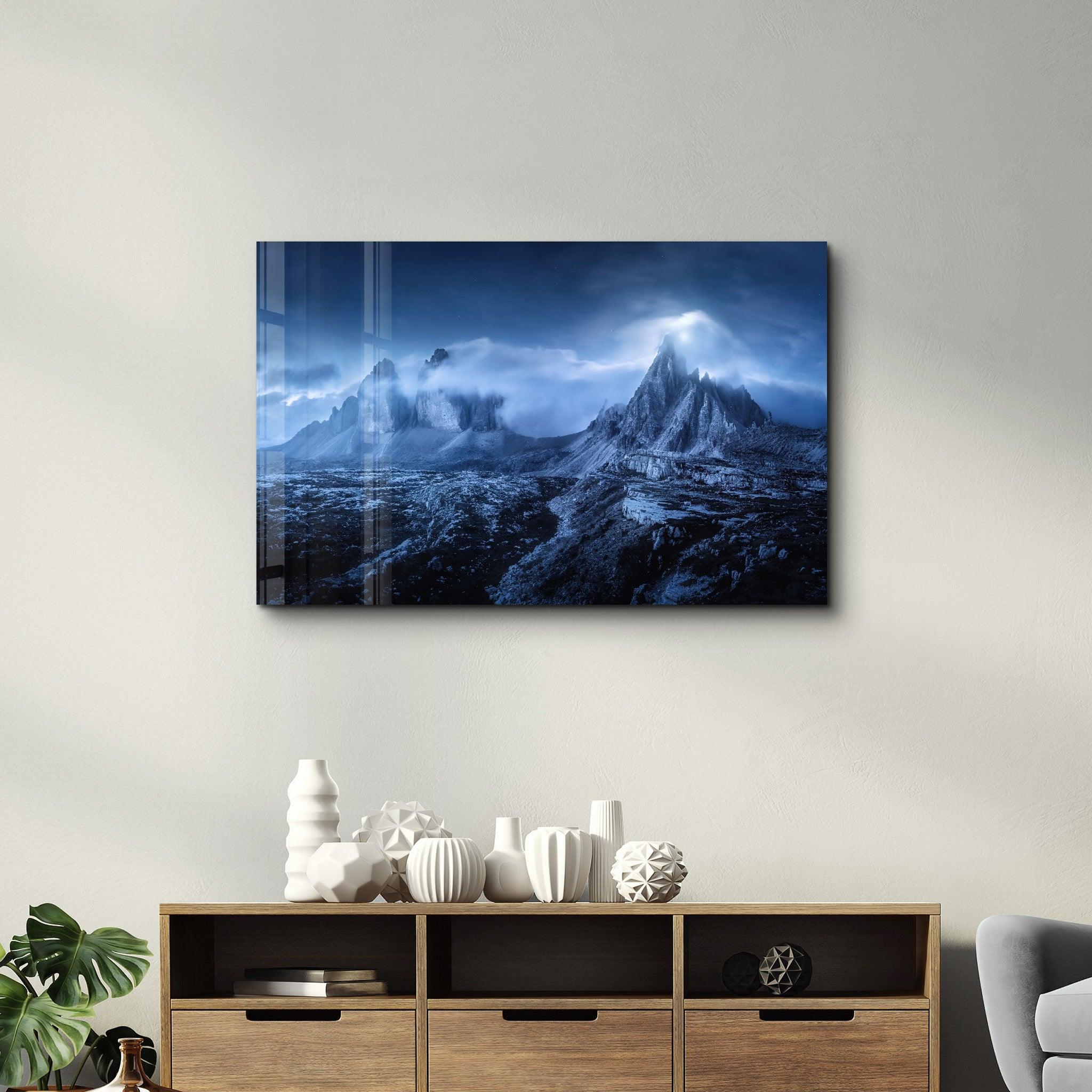 Foggy Mountains | GLASS WALL ART - Artdesigna