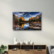 Yosemite Valley - Lake | Glass Wall Art - Artdesigna