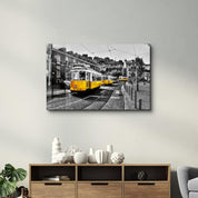 Yellow Tram (Lisbon) | Glass Wall Art - Artdesigna