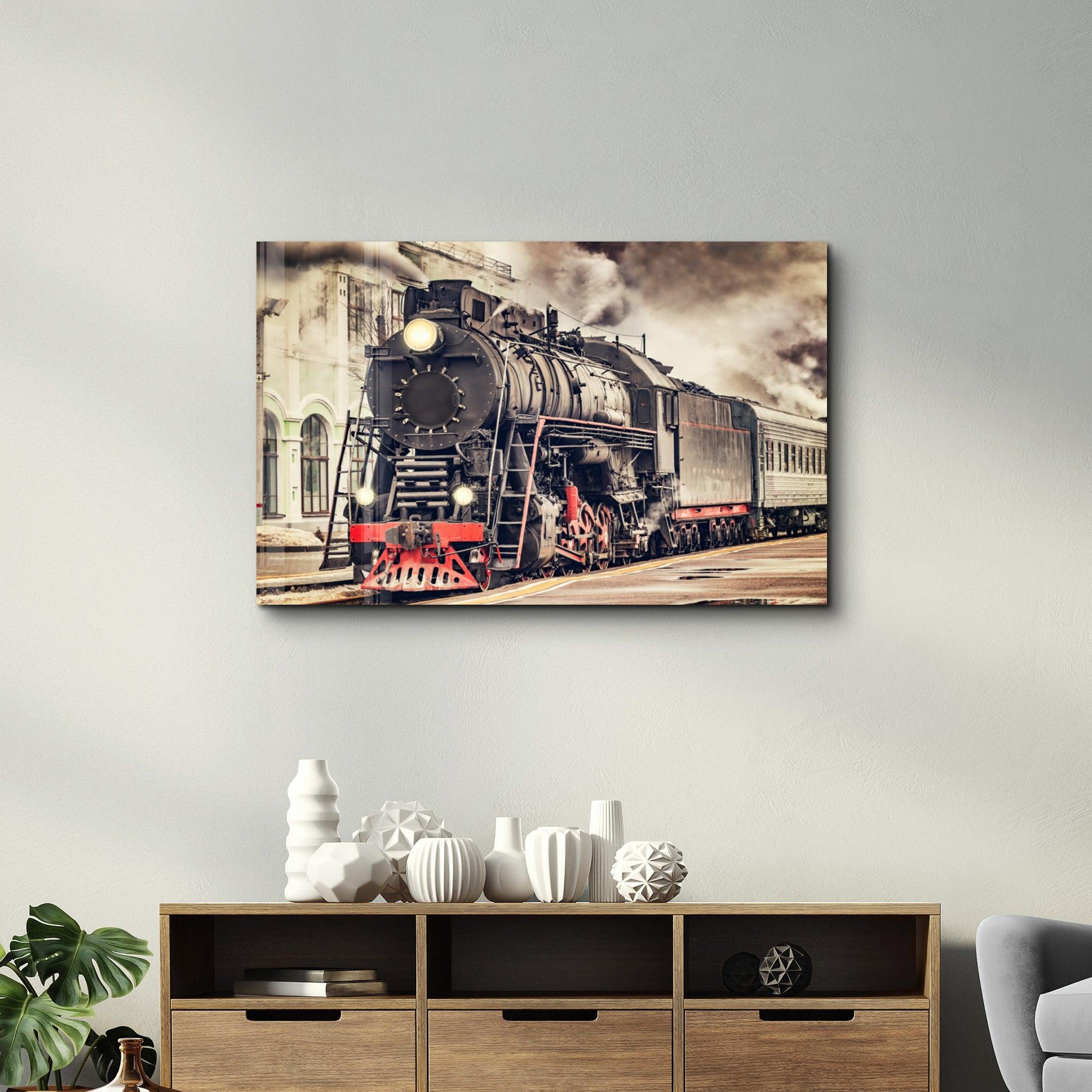 Train | Glass Wall Art - Artdesigna