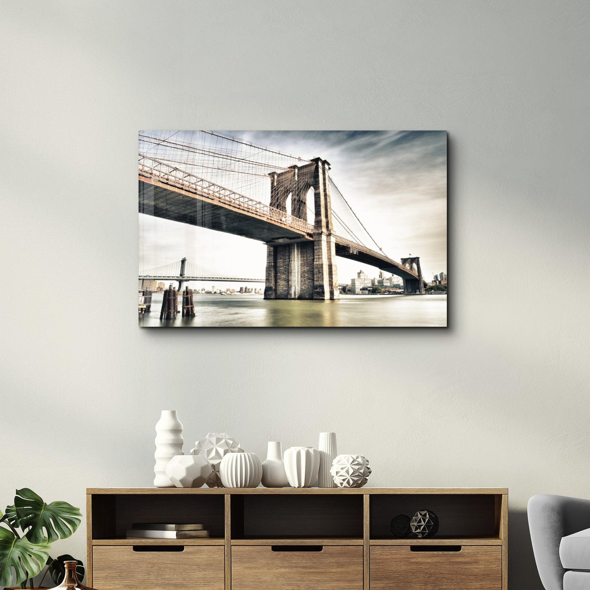 Bridge to the City | Glass Wall Art - Artdesigna