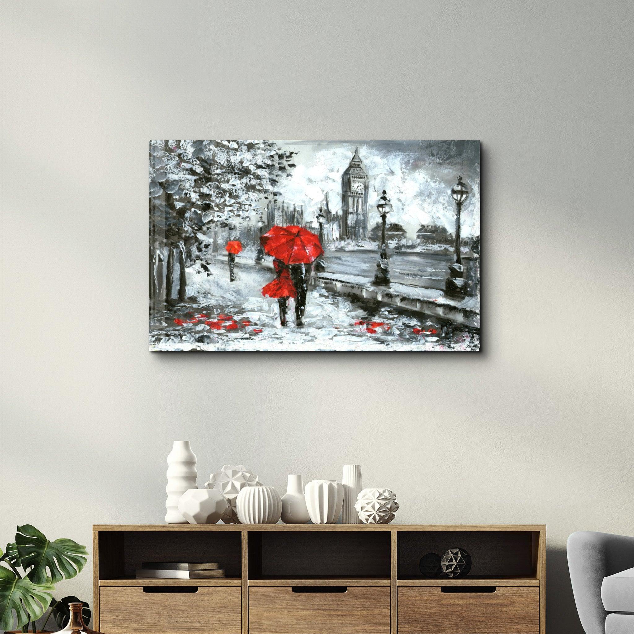 Rainy Day in London | Glass Wall Art - Artdesigna