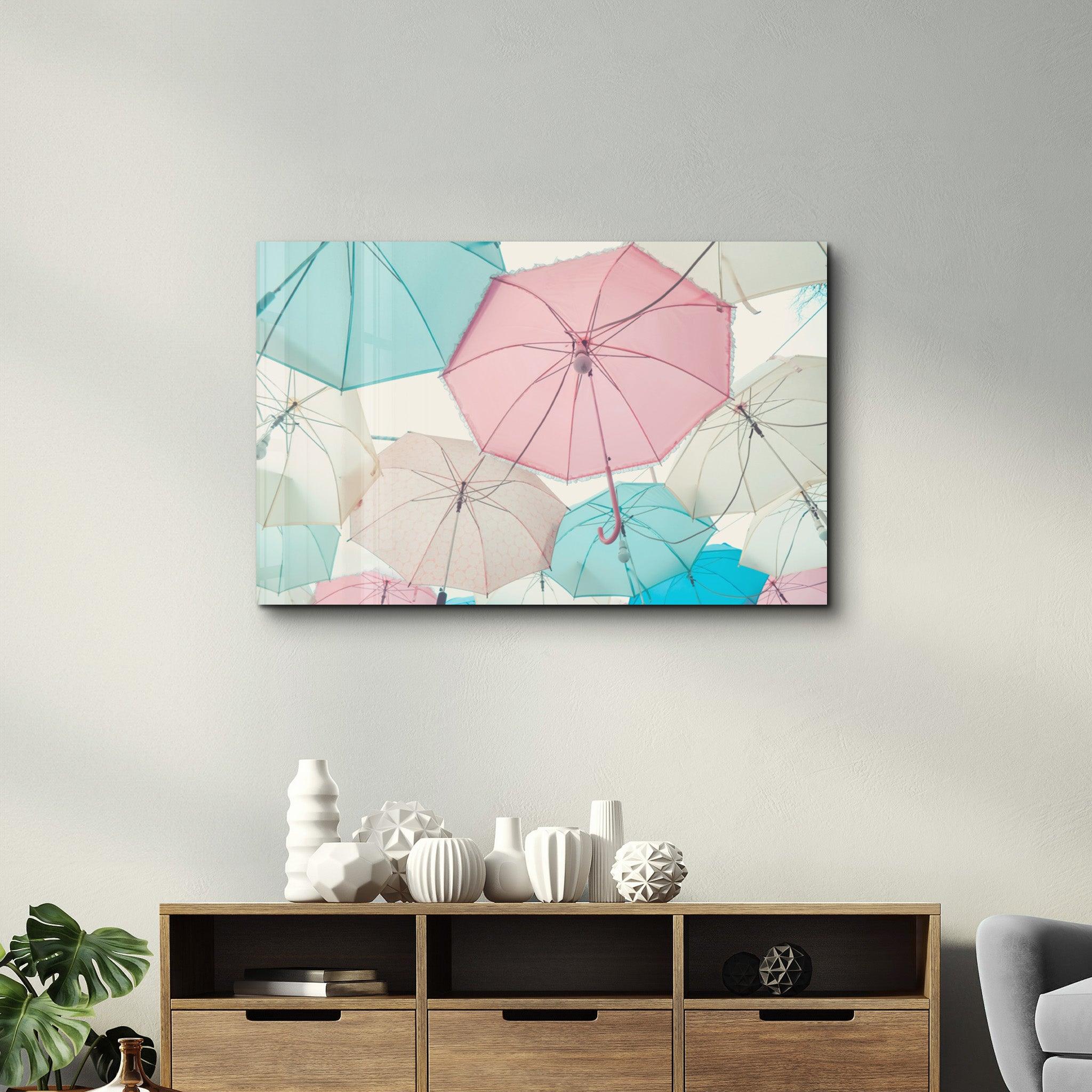 Umbrellas | Glass Wall Art - Artdesigna