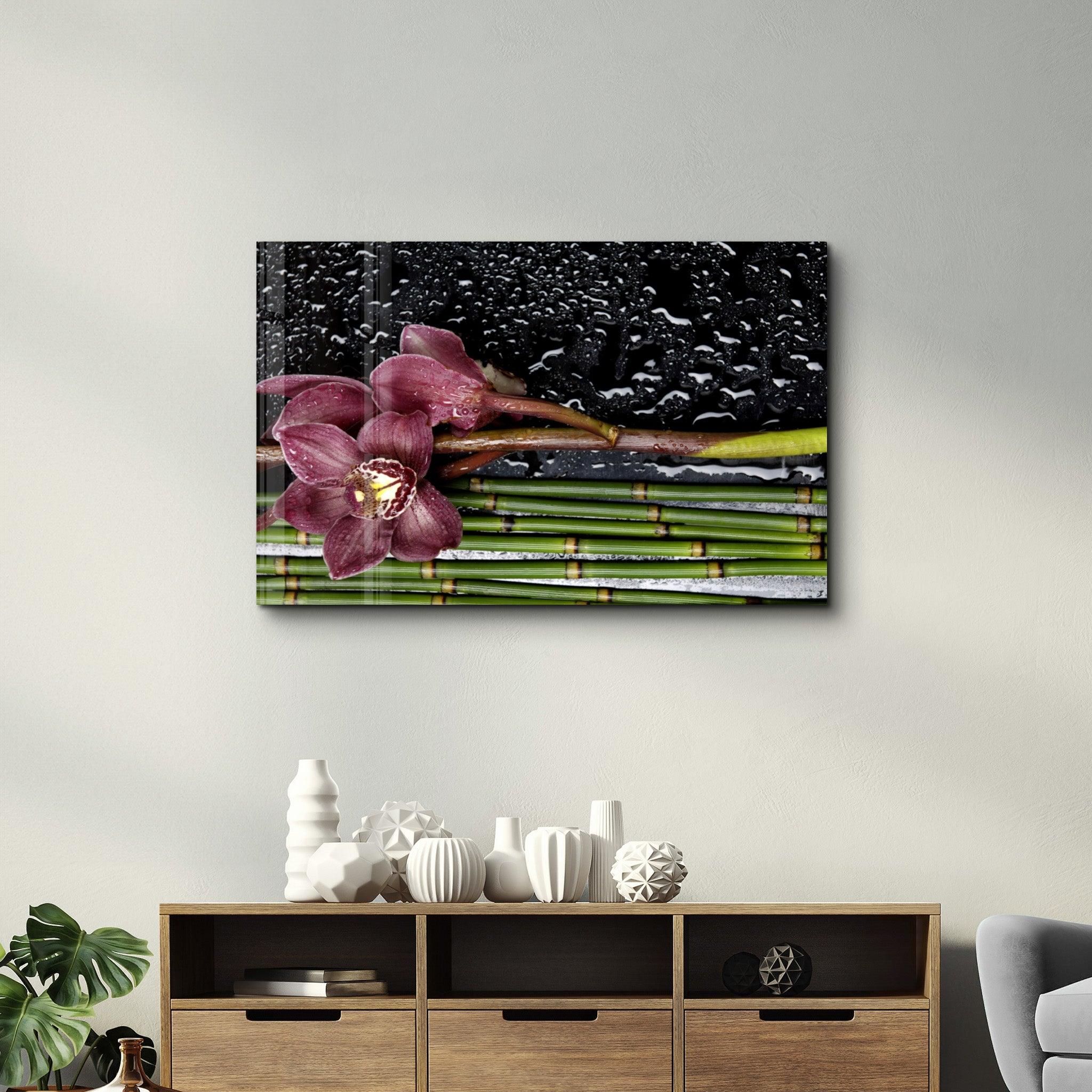 Wet Orchid | Glass Wall Art - Artdesigna