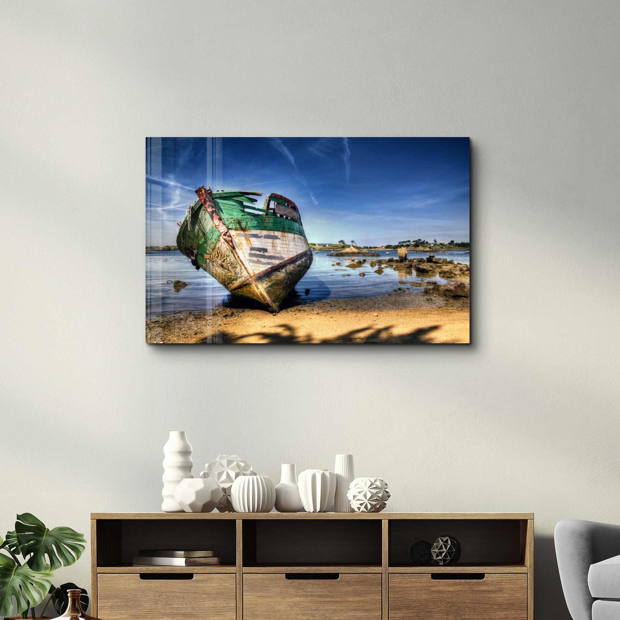 Shipwreck | Glass Wall Art - Artdesigna