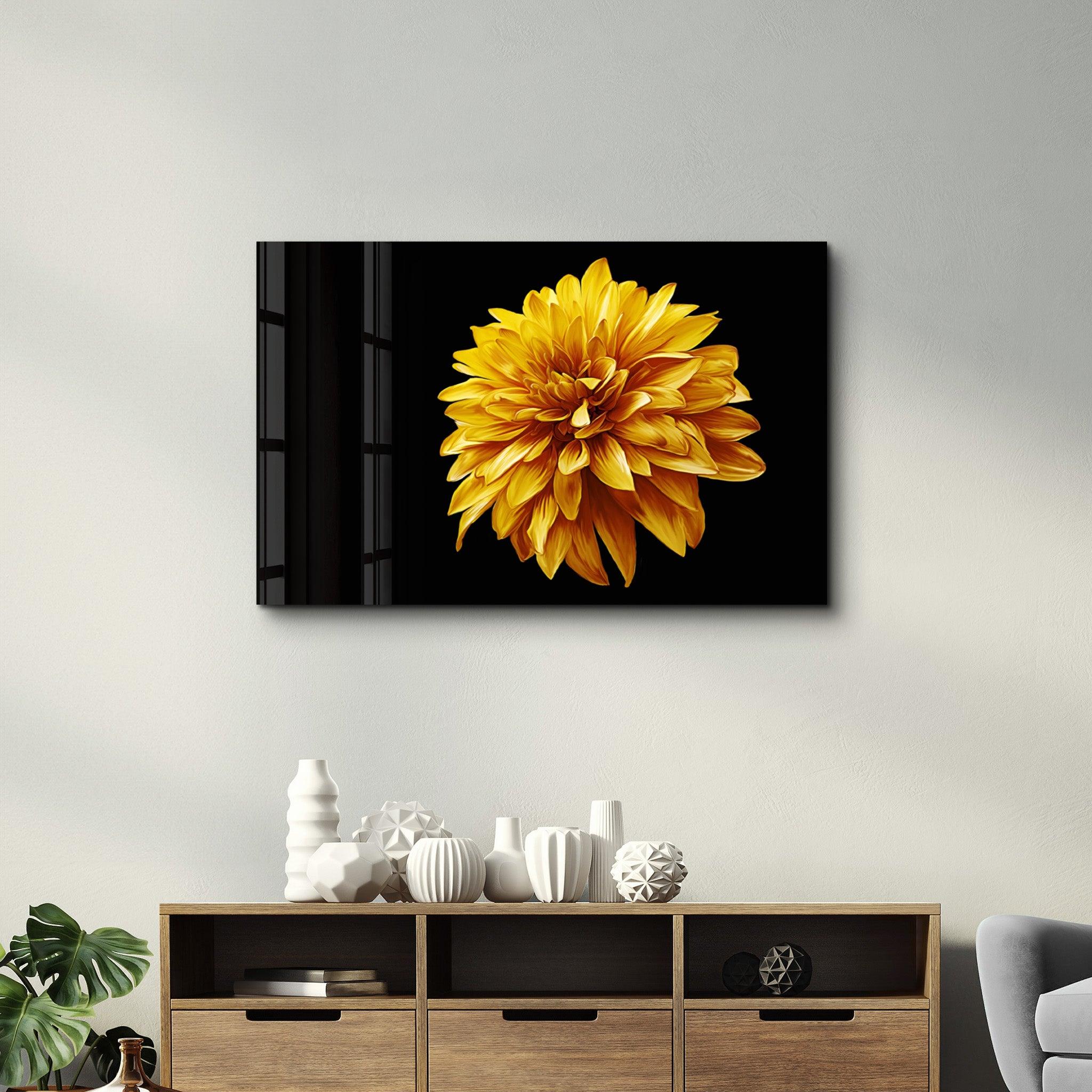 Yellow Flower | Glass Wall Art - Artdesigna