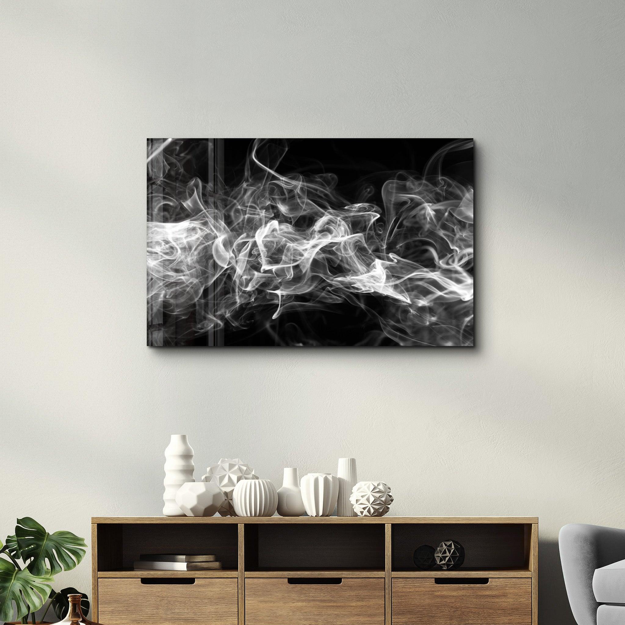 White Smoke | Glass Wall Art - Artdesigna