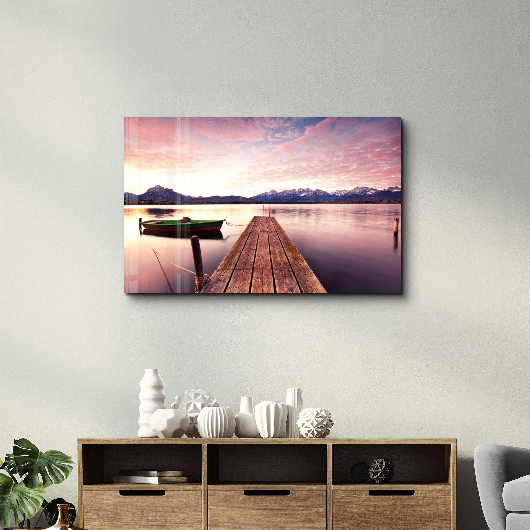 Sunset on the Beach | Glass Wall Art - Artdesigna