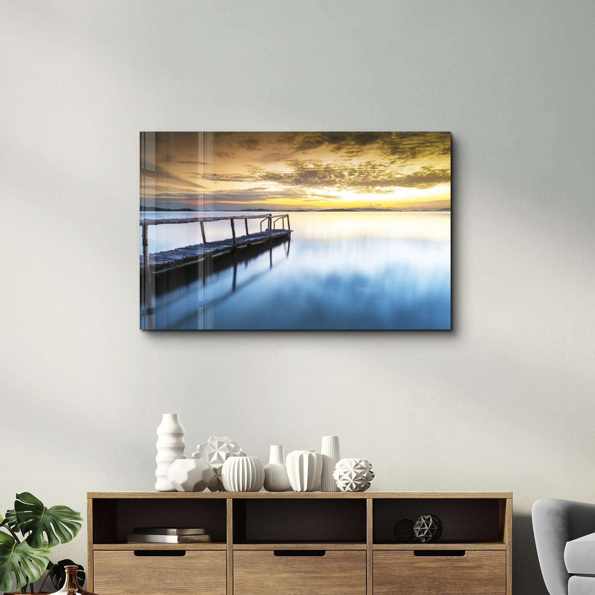 Sunset on the Beach | Glass Wall Art - Artdesigna