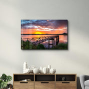 Sunset on the Beach | Glass Wall Art - Artdesigna