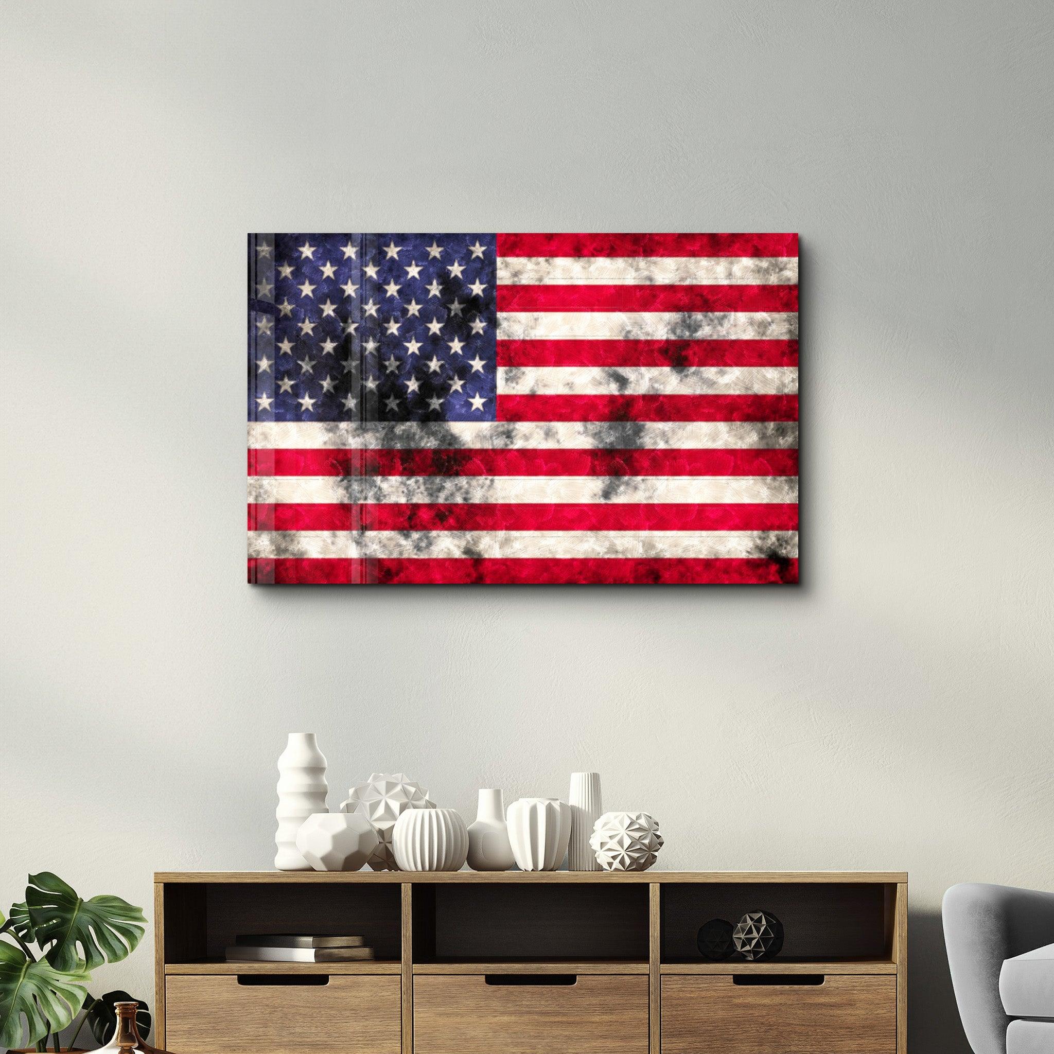 Flag of the U.S. | Glass Wall Art - Artdesigna