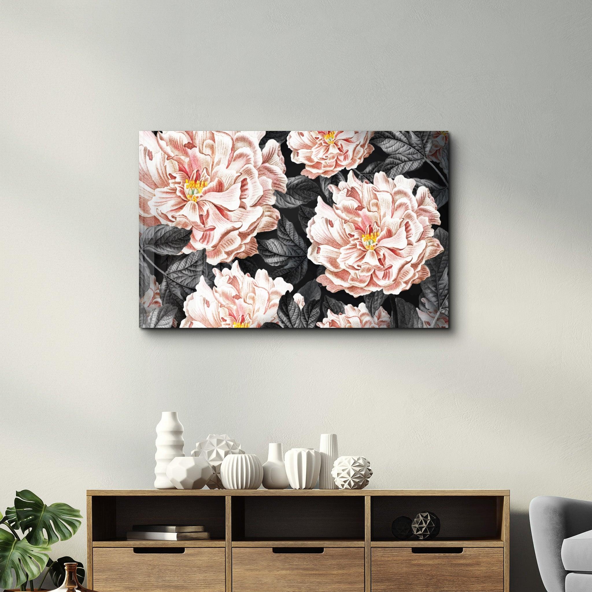 Midnight Blossoms | Glass Wall Art - Artdesigna