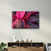 Pink Leaves | Glass Wall Art - Artdesigna