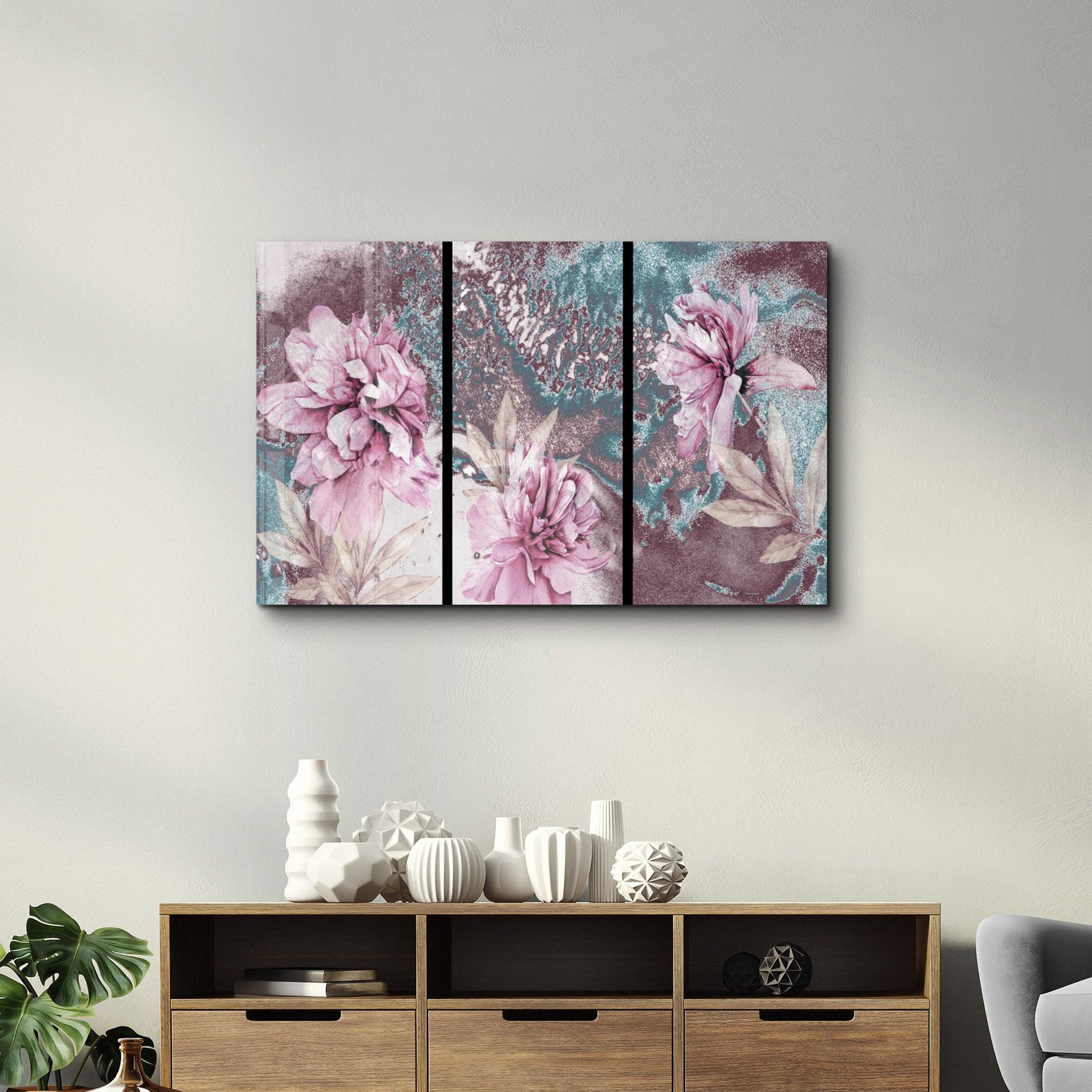 Divided Flowers | Glass Wall Art - Artdesigna