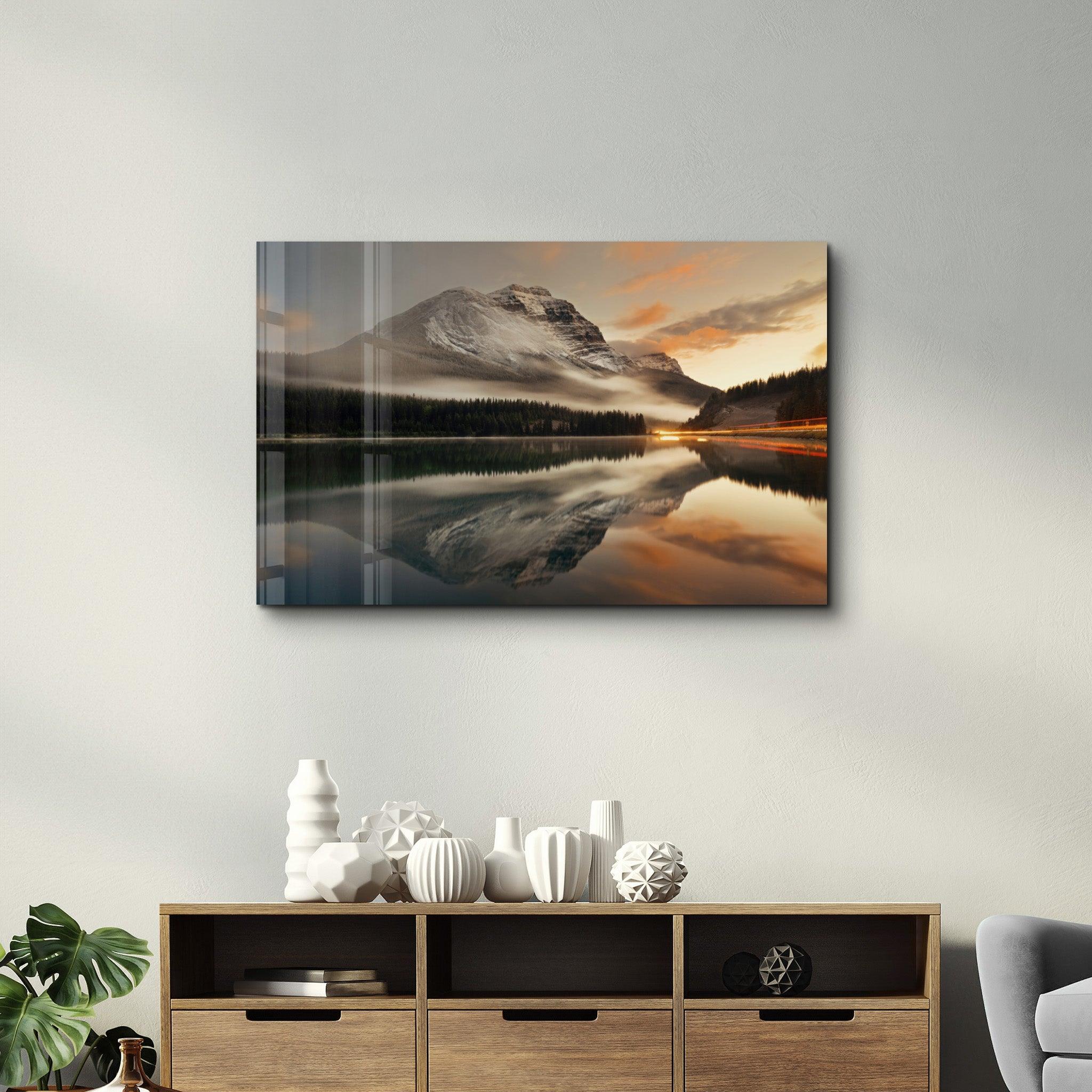 Huge Mountain | Glass Wall Art - Artdesigna