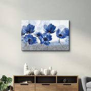 Blue Flowers | Glass Wall Art - Artdesigna