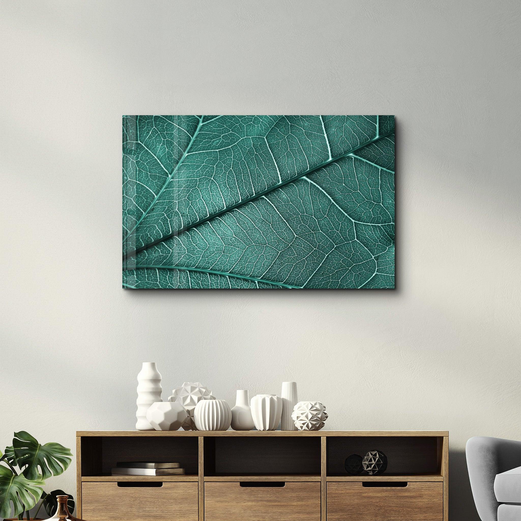 Green Leaf 4 | Glass Wall Art - Artdesigna