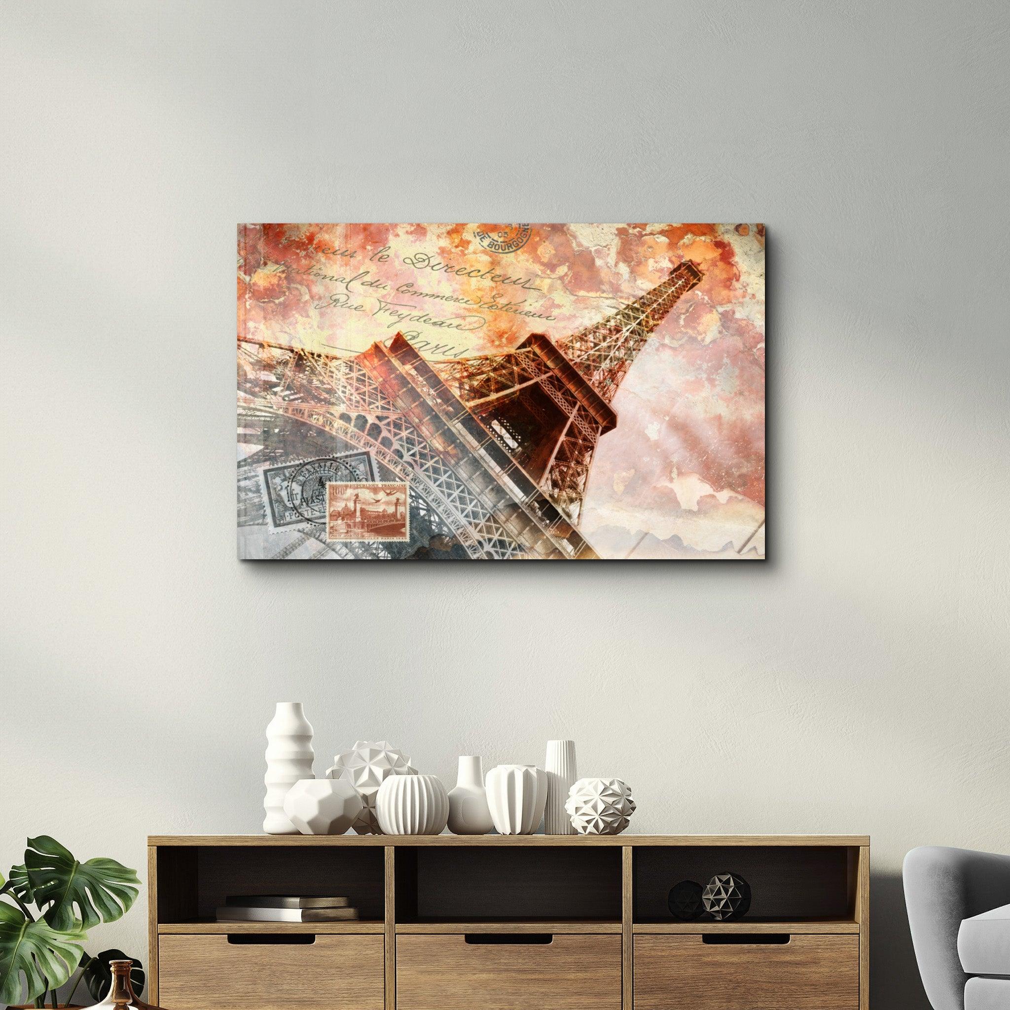 Abstract Eiffel Tower | Glass Wall Art - Artdesigna