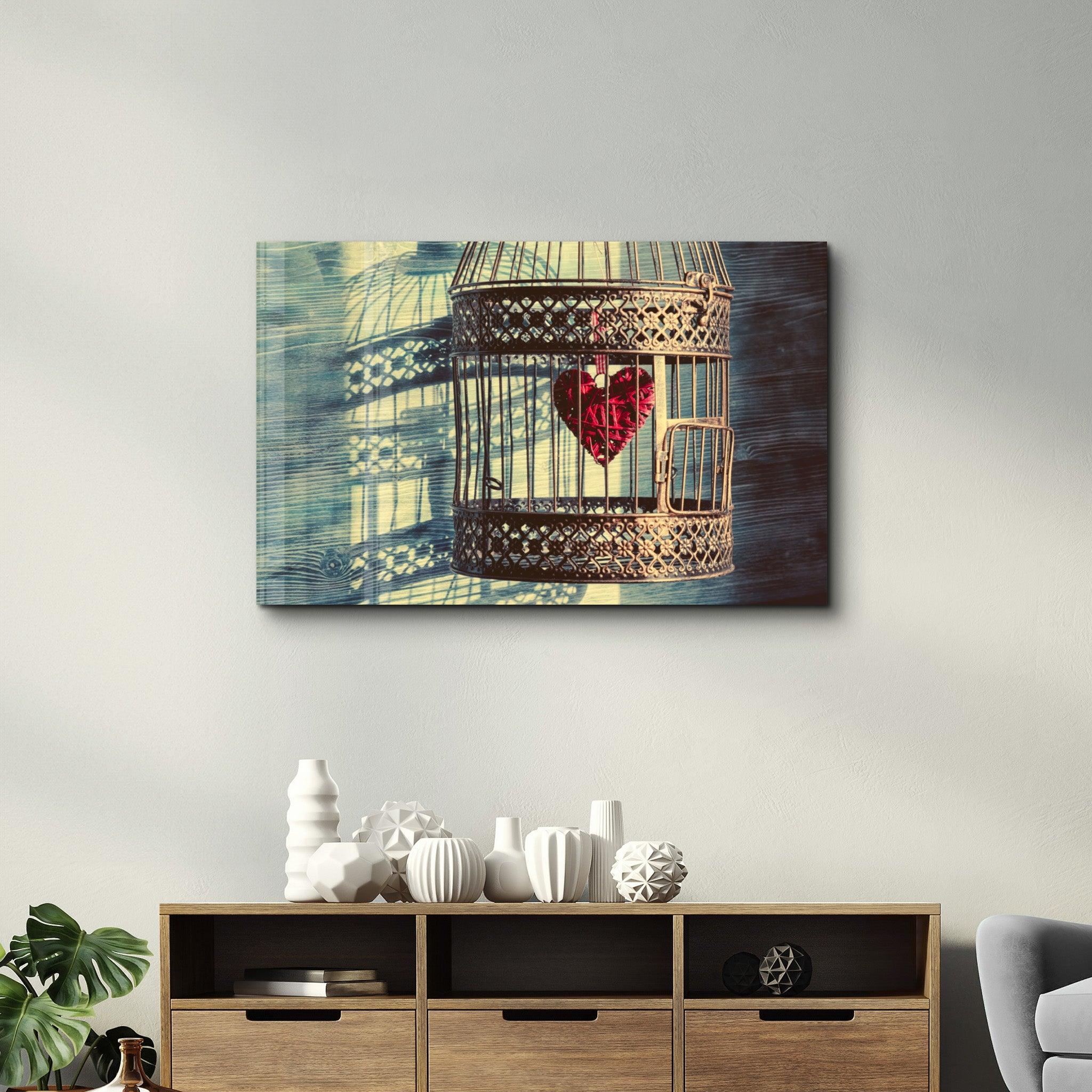 The Heart in the Cage | Glass Wall Art - Artdesigna