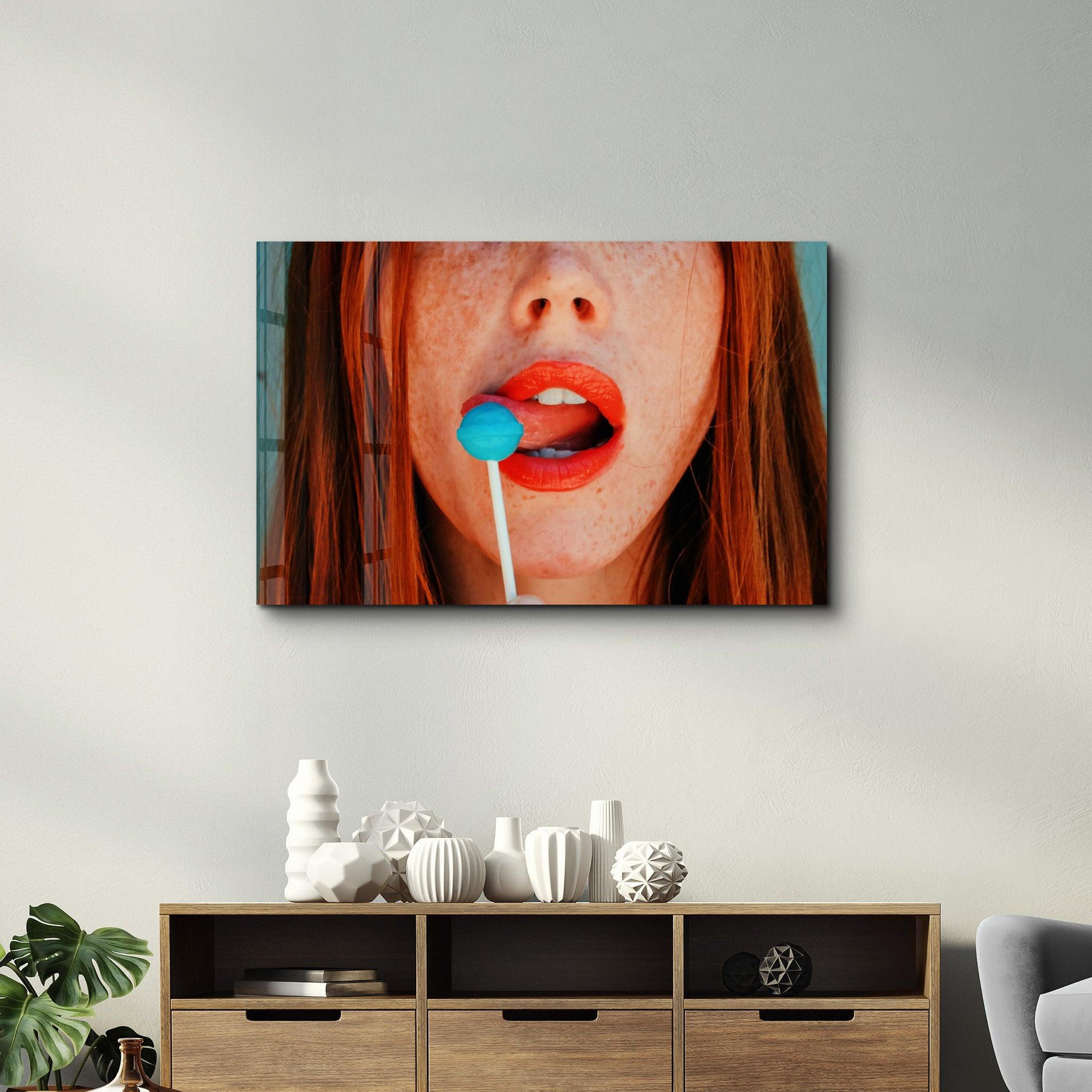 Blue Lollipop | Glass Wall Art - Artdesigna