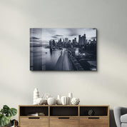 Empty Road in Downtown | Glass Wall Art - Artdesigna